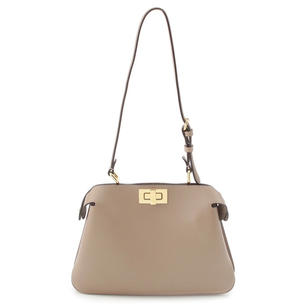 Fendi Peekaboo Soft Dove Grey Leather Hobo Handbag Greige Gray